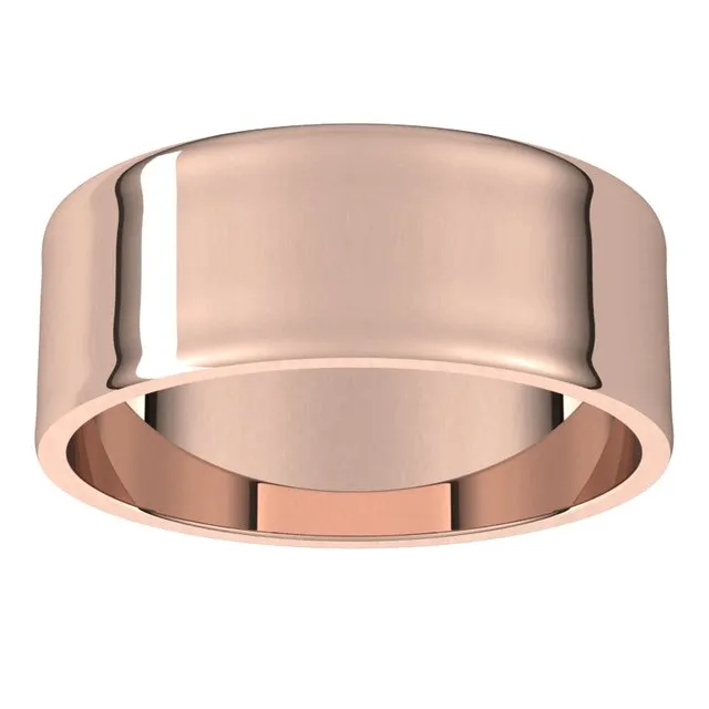 10K Rose Gold Flat Ultra-Light Wedding Band, 7 mm Wide