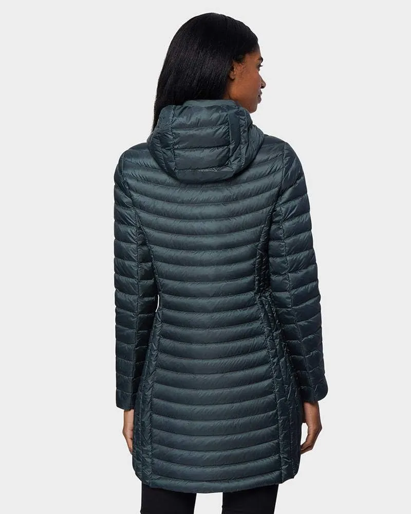 32 Degrees Women’s Ultra-Light Packable Down 3/4 Length Long Jacket with Detachable Hood