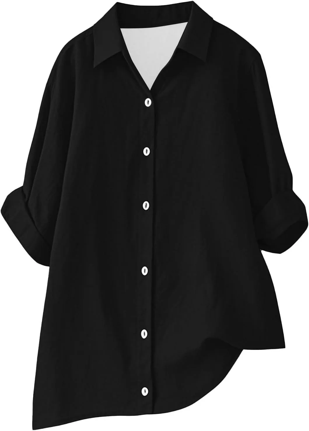 Breathable Linen Button-Up Top - Women's Soft Short Sleeve Blouse, Lightweight, Sheer-Resistant