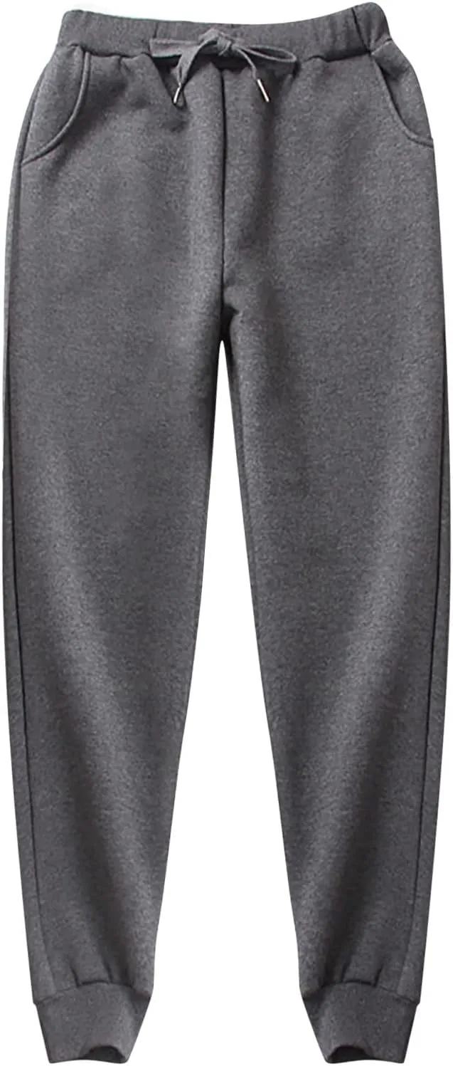 BZGTZT Women's Winter Fleece Pants Sherpa Lined Sweatpants Active Running Jogger Pants Thermal Athletic Lounge with Pockets