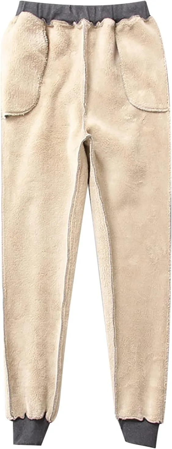 BZGTZT Women's Winter Fleece Pants Sherpa Lined Sweatpants Active Running Jogger Pants Thermal Athletic Lounge with Pockets
