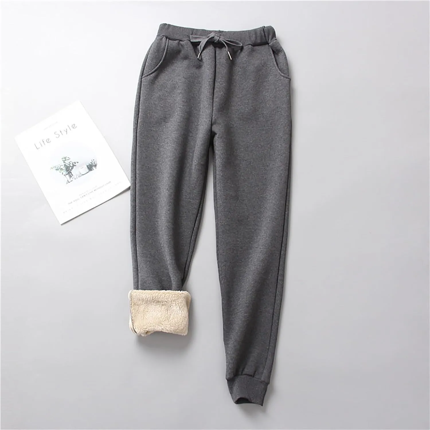 BZGTZT Women's Winter Fleece Pants Sherpa Lined Sweatpants Active Running Jogger Pants Thermal Athletic Lounge with Pockets