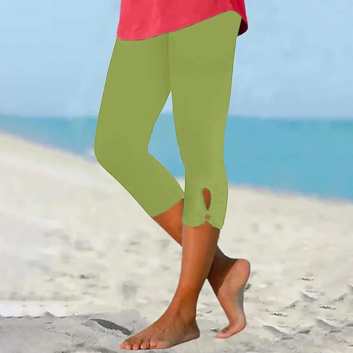 Capri Leggings for Women Summer Dressy Casual Cropped High Waist Yoga Pant Comfy Stretchy Leggings Running Compression
