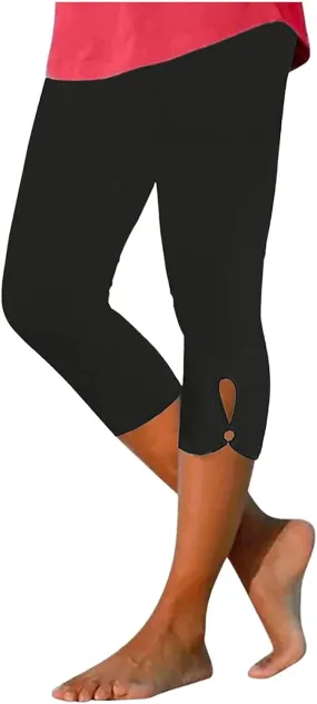 Capris Leggings for Women High Waist Cropped Pants Stretchy Workout Running Athletic Leggings with Pockets
