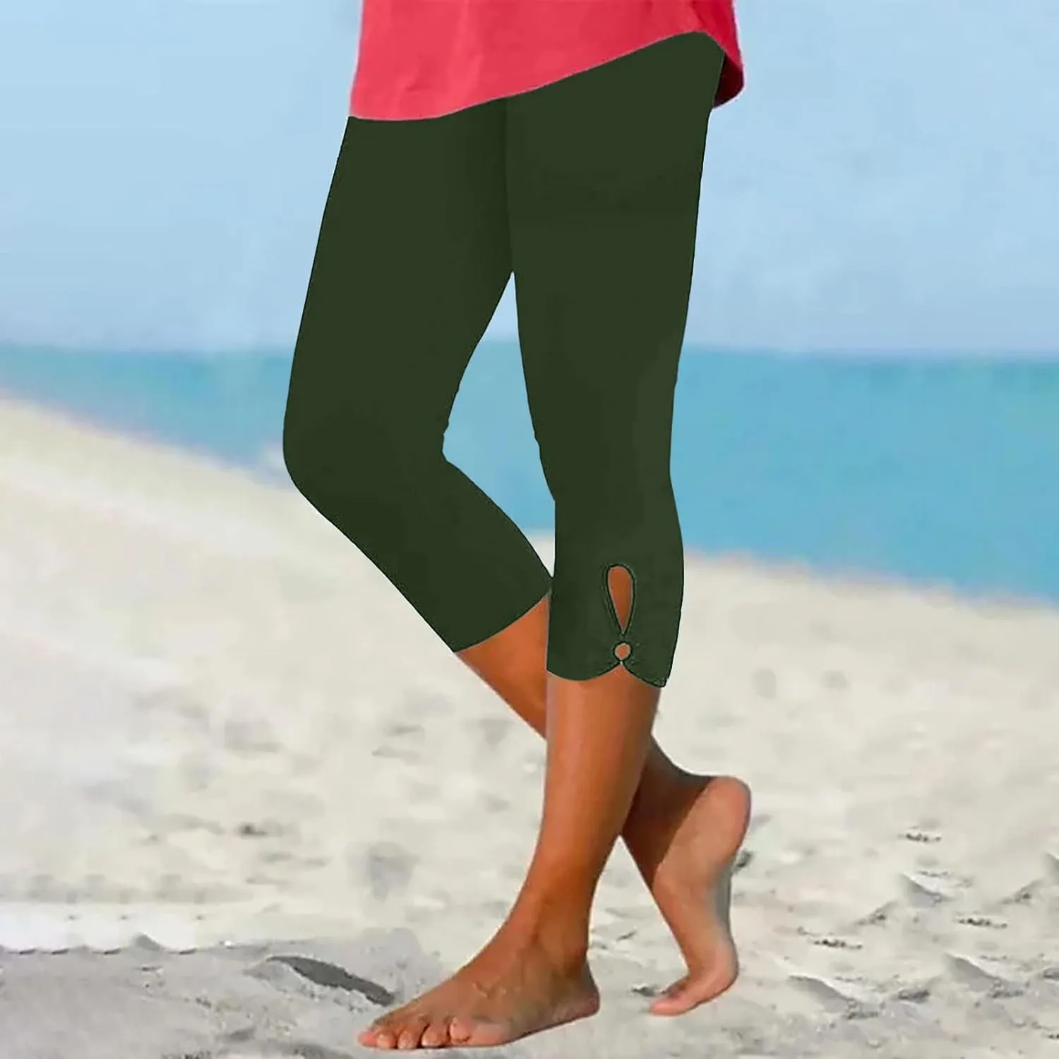 Capris Leggings for Women High Waist Cropped Pants Stretchy Workout Running Athletic Leggings with Pockets