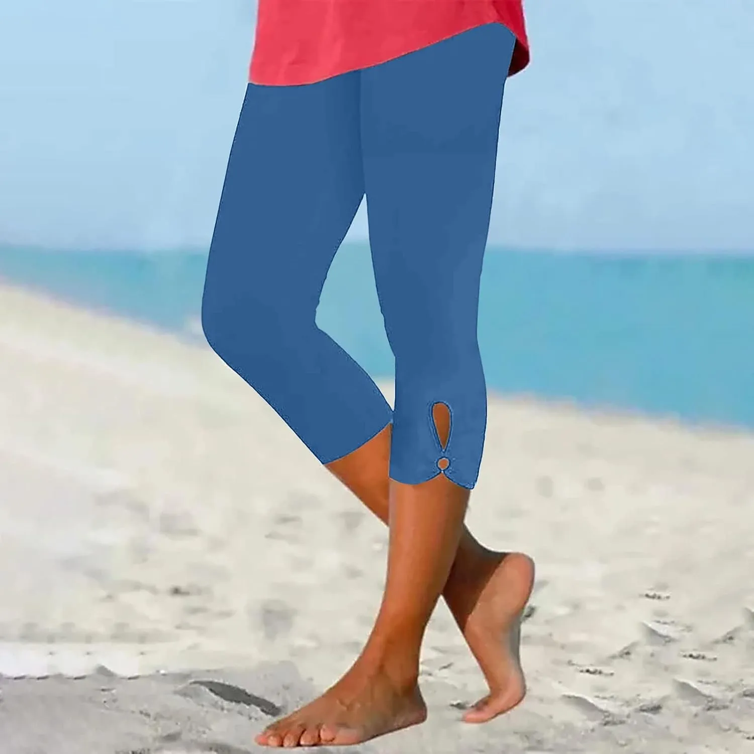 Capris Leggings for Women High Waist Cropped Pants Stretchy Workout Running Athletic Leggings with Pockets