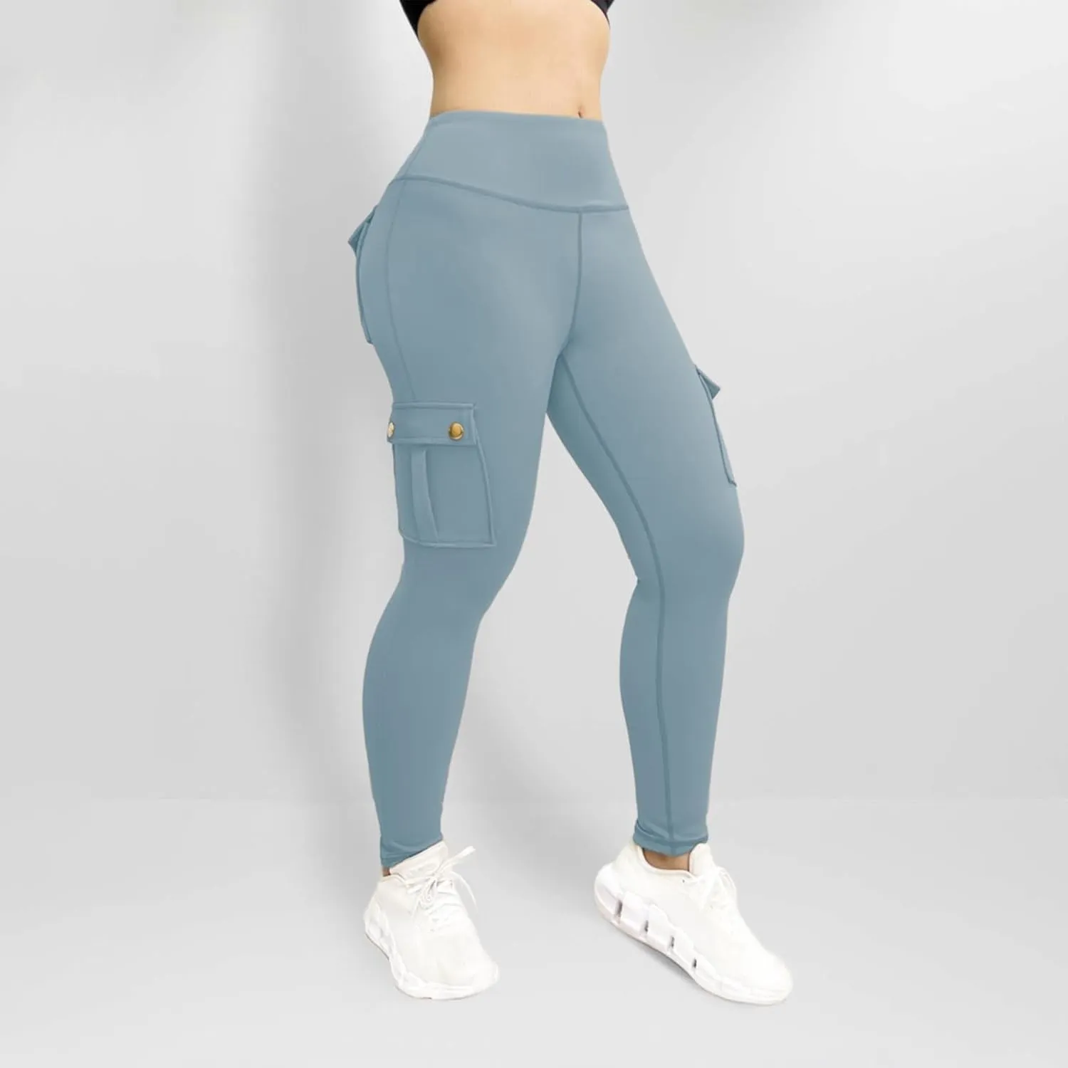 Cargo Leggings with Pockets for Women 2024 Tummy Control Stretchy Workout Leggings Athletic Running Yoga Pants