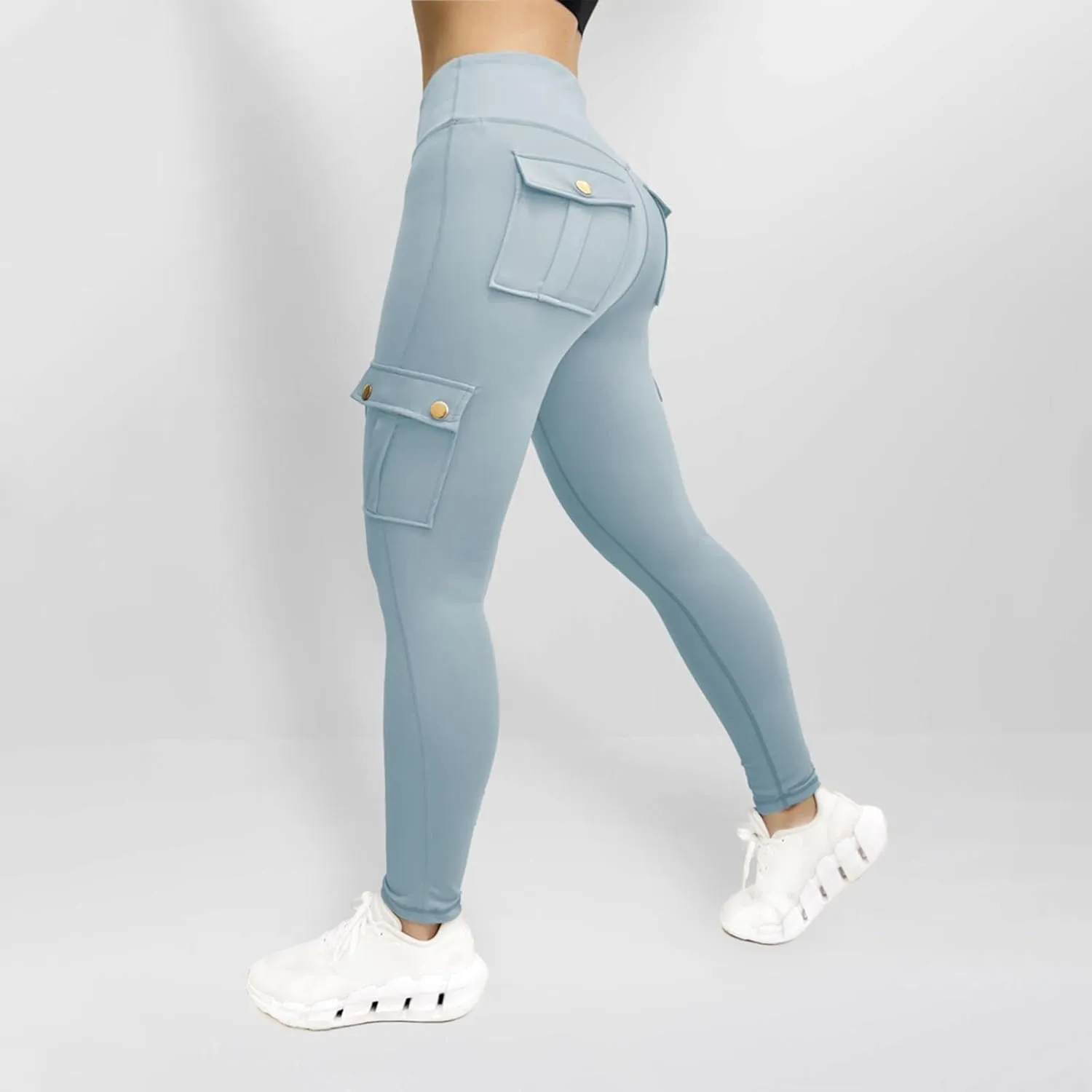 Cargo Leggings with Pockets for Women 2024 Tummy Control Stretchy Workout Leggings Athletic Running Yoga Pants