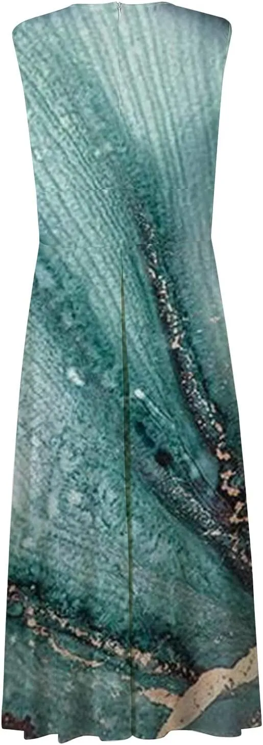 Dresses for Women 2024,Women's Maxi Dress Sleeveless Casual Flowy Swing Dress Floral Print Fashion Daily Sundresses
