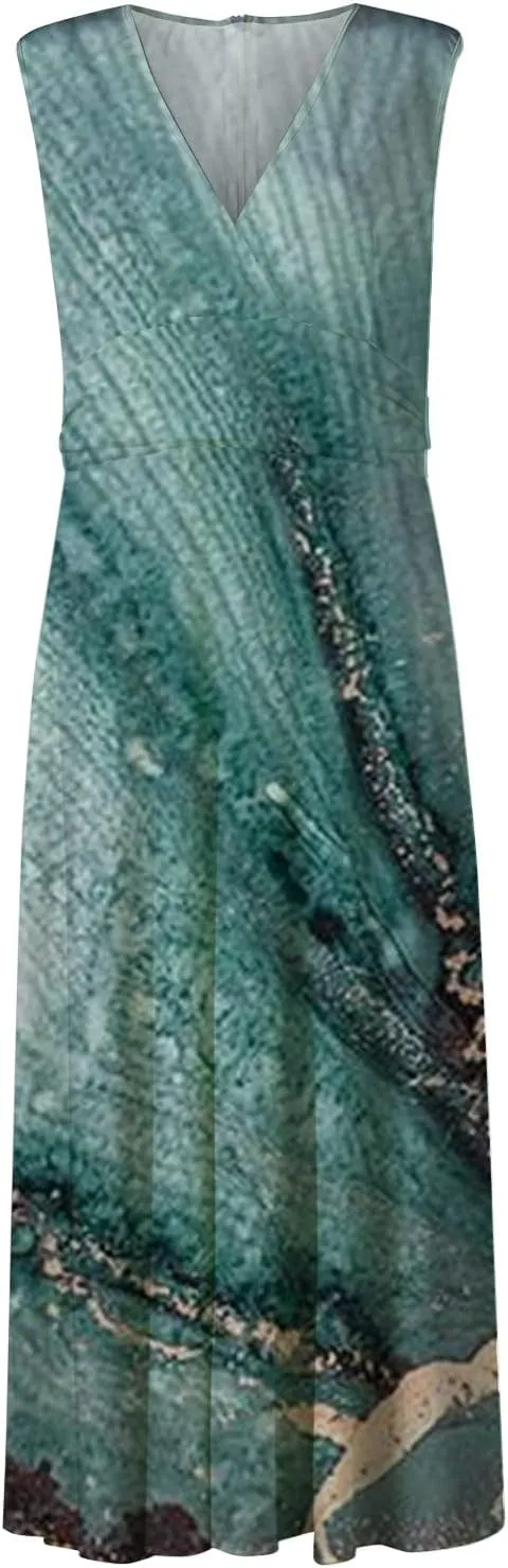 Dresses for Women 2024,Women's Maxi Dress Sleeveless Casual Flowy Swing Dress Floral Print Fashion Daily Sundresses