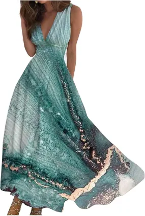 Dresses for Women 2024,Women's Maxi Dress Sleeveless Casual Flowy Swing Dress Floral Print Fashion Daily Sundresses
