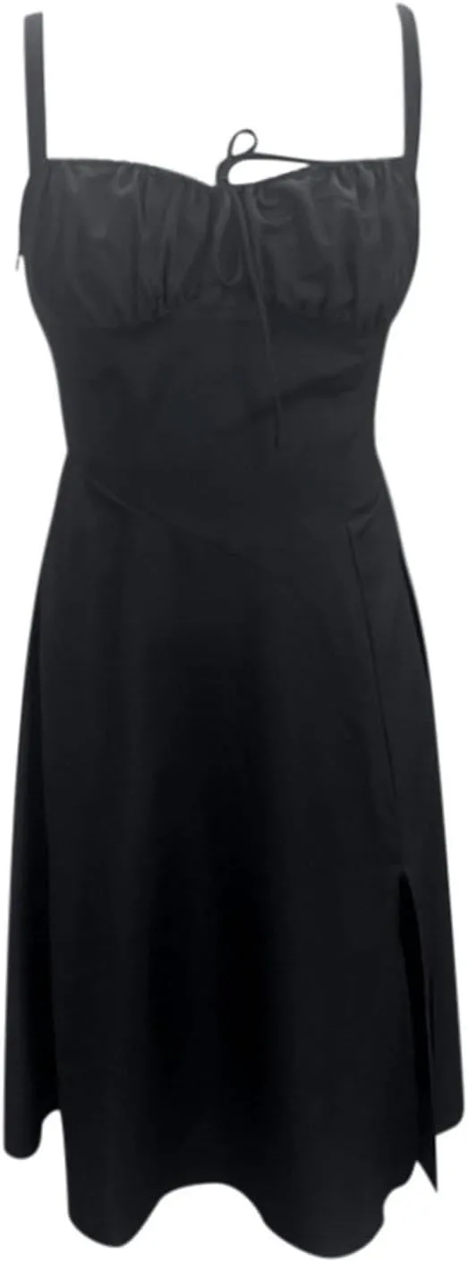 Floral Midi Corset Dress Boho Flowy Slit Lace Up Dresses for Women Going Out A Line Casual Sundress