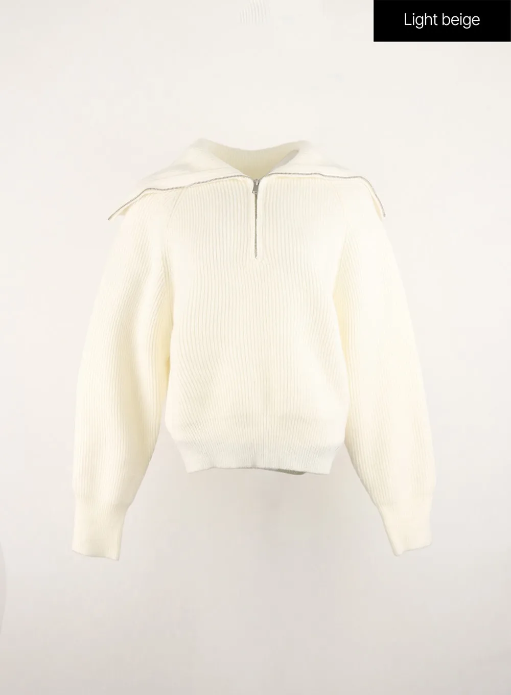 Half Zip Ribbed Knit Sweater OD311