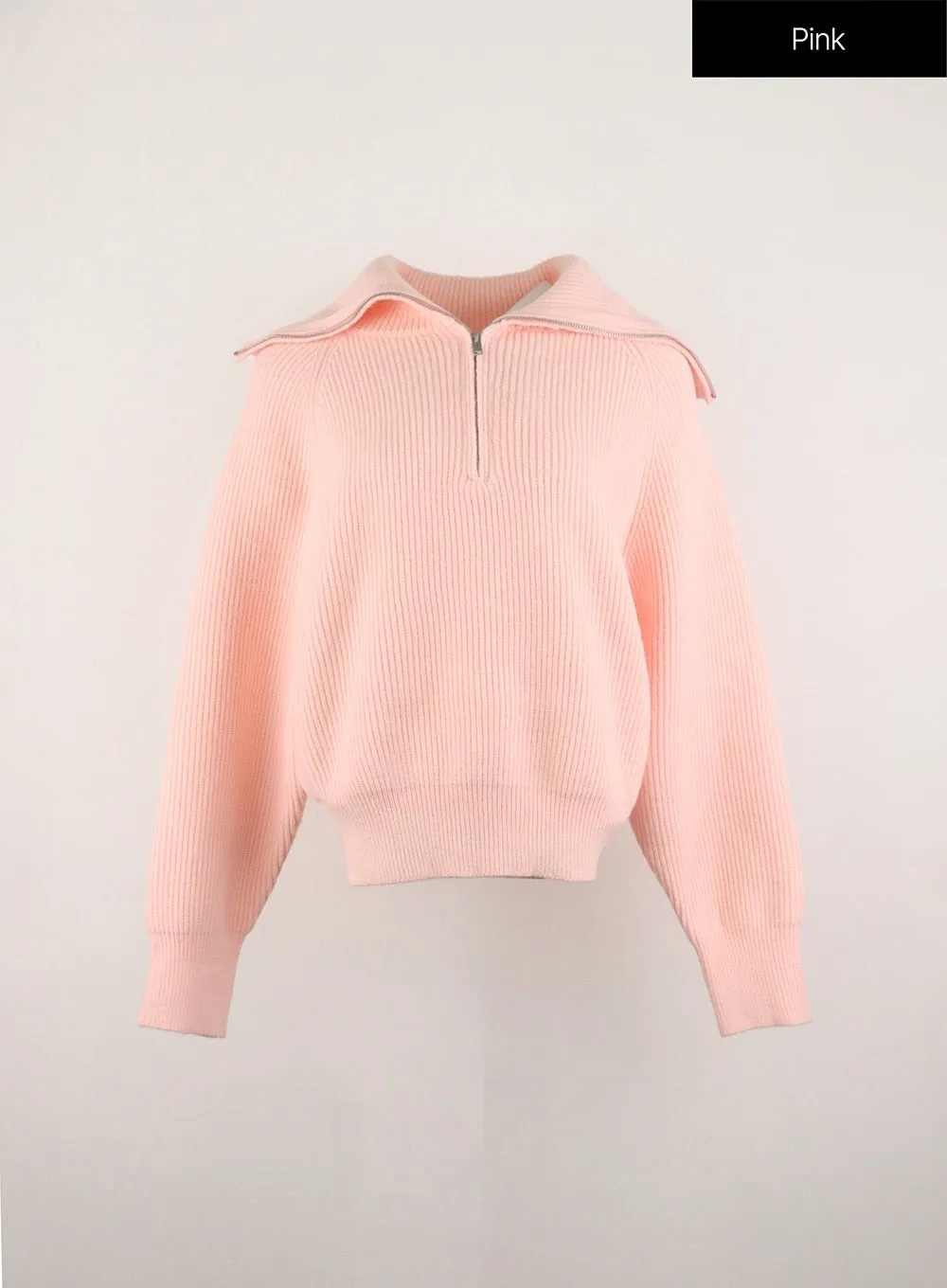 Half Zip Ribbed Knit Sweater OD311