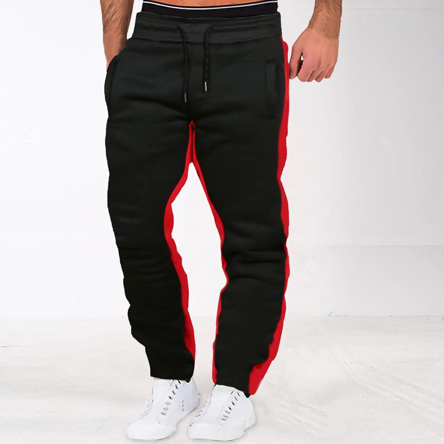Joggers for Men Cargo,Men's Stretch Active Casual Fleece Pants Slim Fit Regular Pant with Pocket