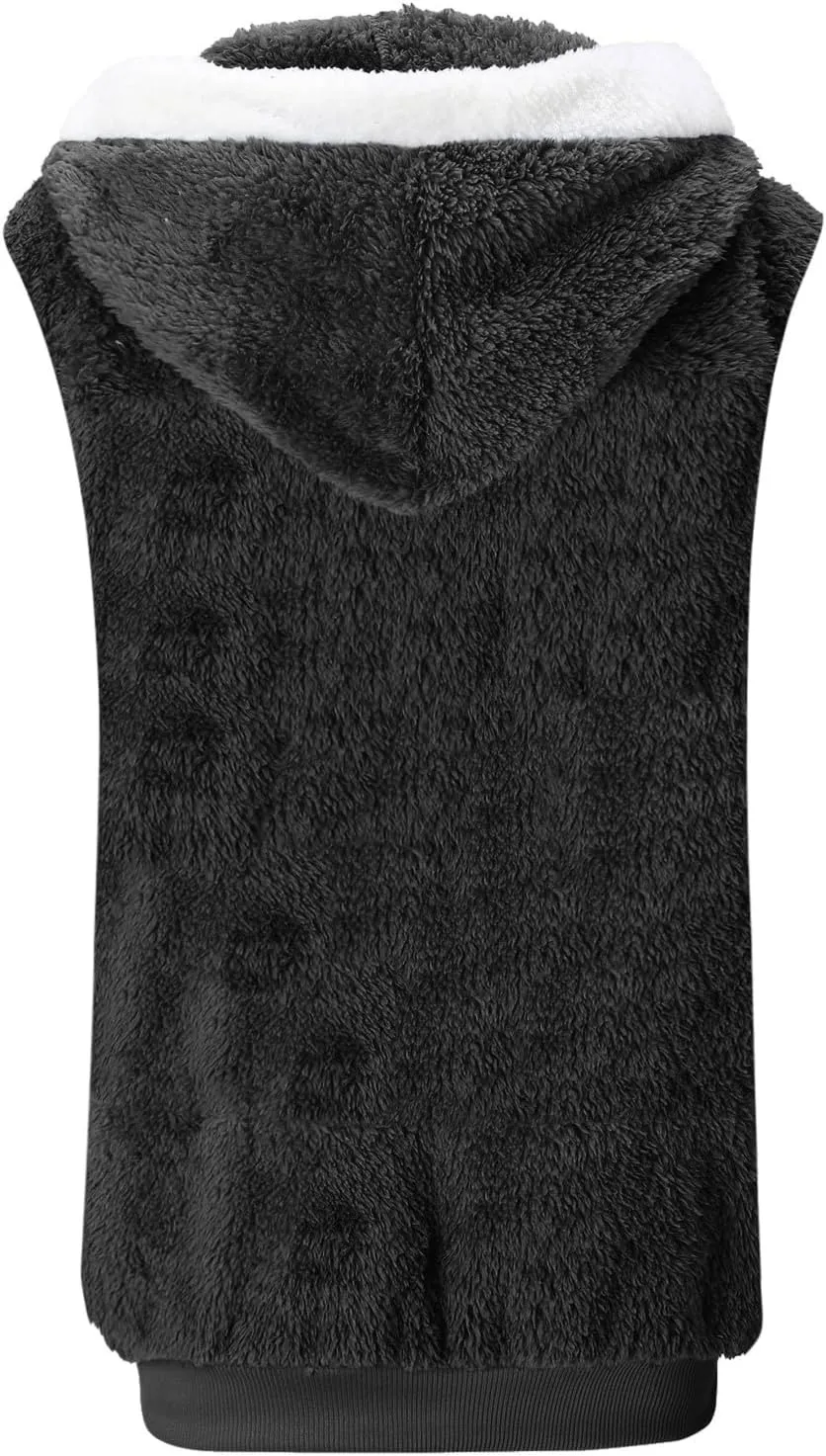 LCMTWX Womens 2023 Winter Fuzzy Fleece Jacket Pocket Zipper Coat Solid Oversized Fuzzy Fleece Fluffy Faux Fur