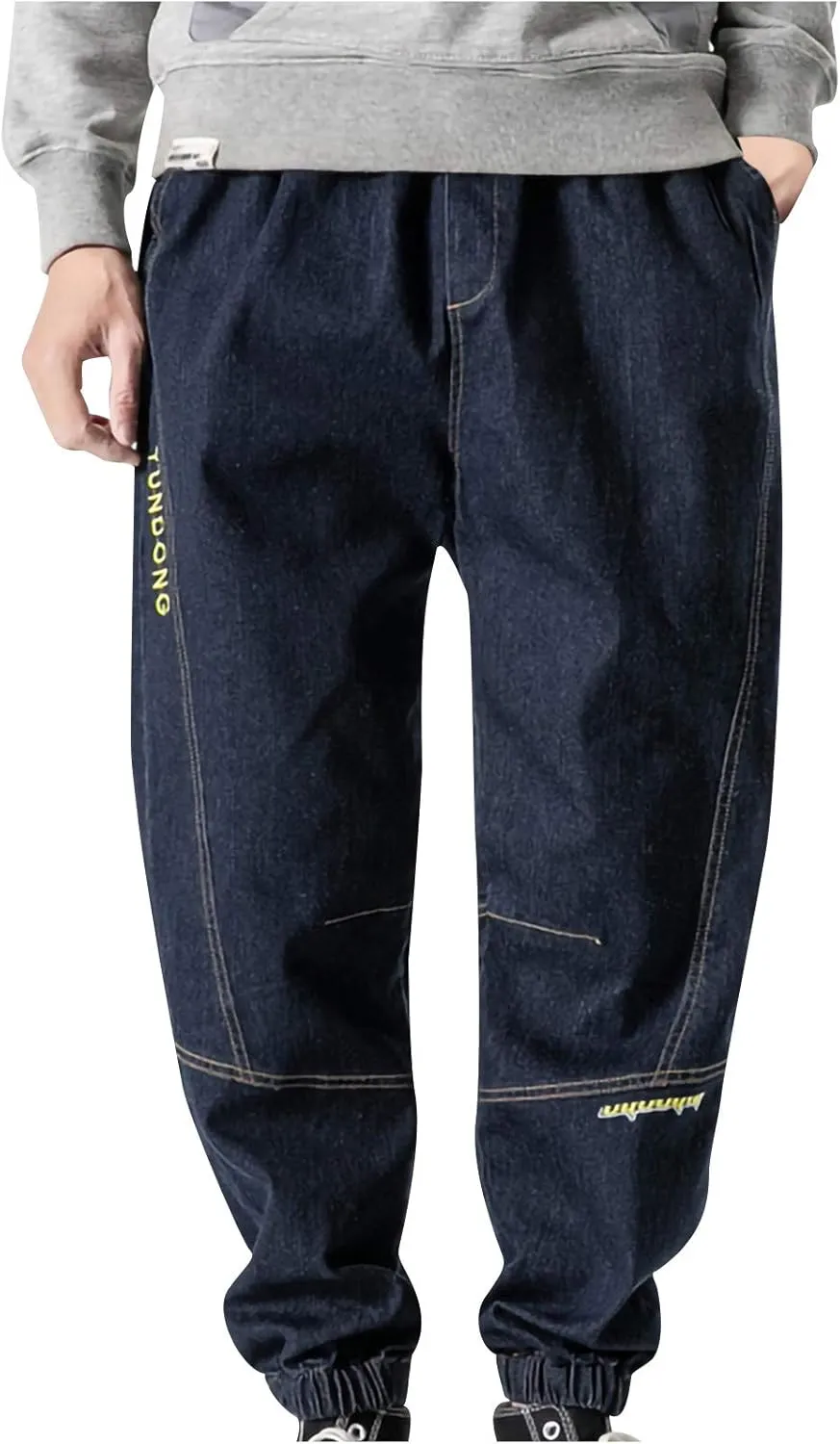 Men's Harem Pants Casual Fashion Drawstring Elastic Waist Jogger Sweatpants with Pockets Baggy Hiking Workout Trouser