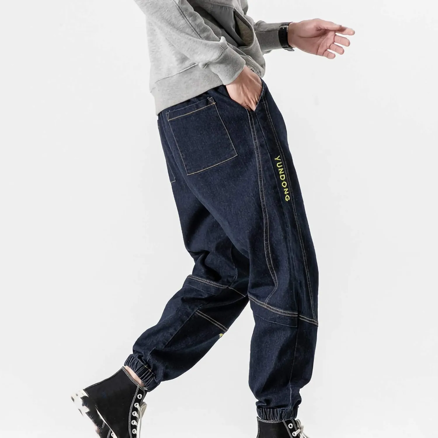 Men's Harem Pants Casual Fashion Drawstring Elastic Waist Jogger Sweatpants with Pockets Baggy Hiking Workout Trouser