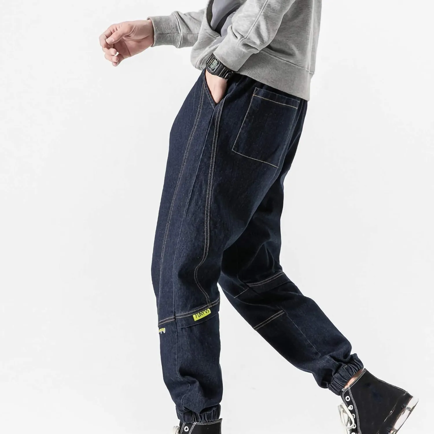 Men's Harem Pants Casual Fashion Drawstring Elastic Waist Jogger Sweatpants with Pockets Baggy Hiking Workout Trouser