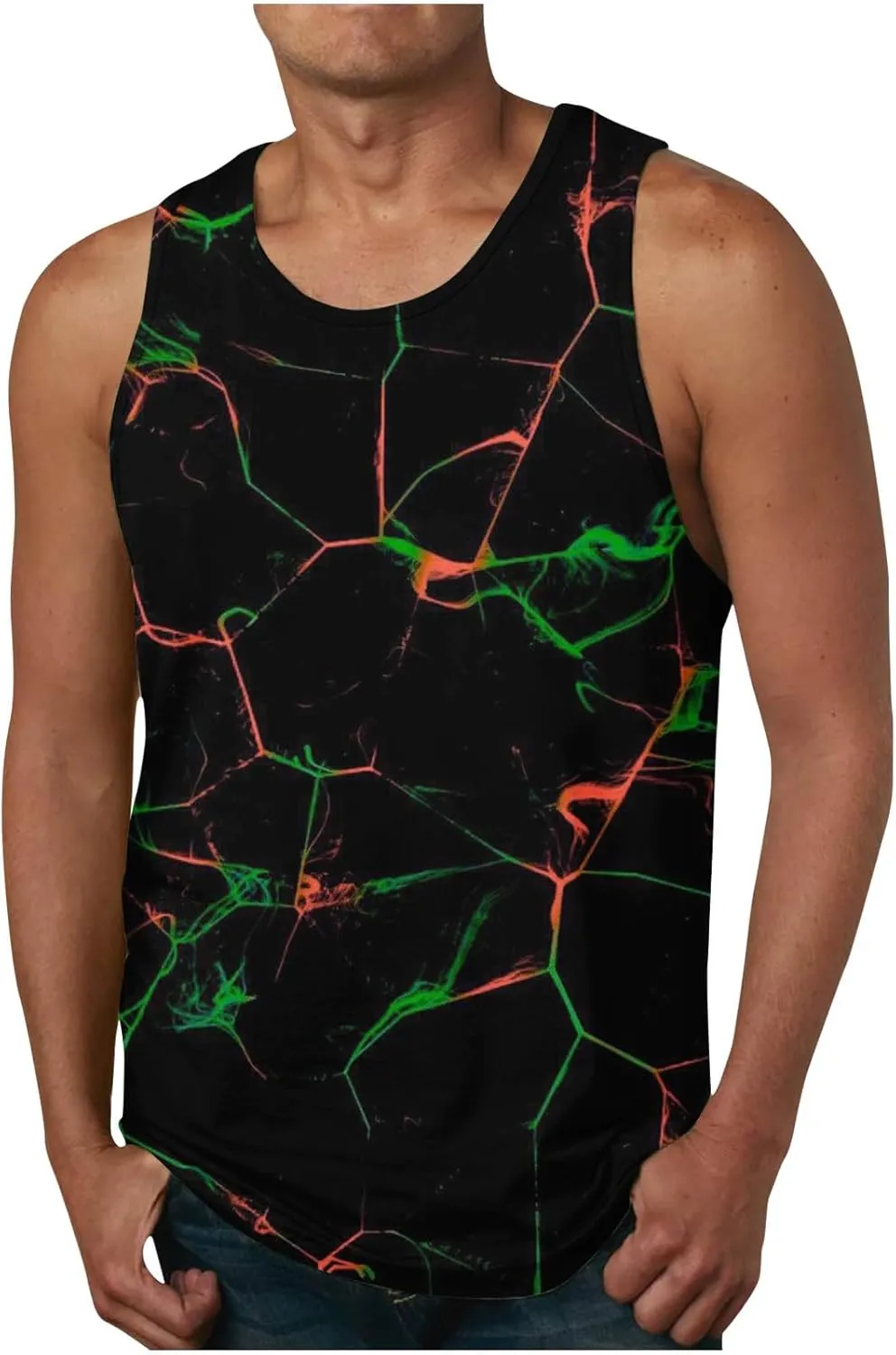 Mens Novelty Tank Top Cool Design 3D Graphic Breathable Quick Dry Workout Undershirts Casual Sleeveless Summer Top