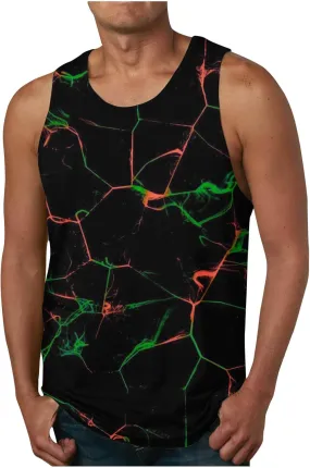 Mens Novelty Tank Top Cool Design 3D Graphic Breathable Quick Dry Workout Undershirts Casual Sleeveless Summer Top