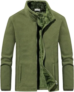 Men's Sherpa Lined Fleece Zipper Jacket Casual Full Zip Up Winter Warm Coats Classic Heavyweight Sweatshirt