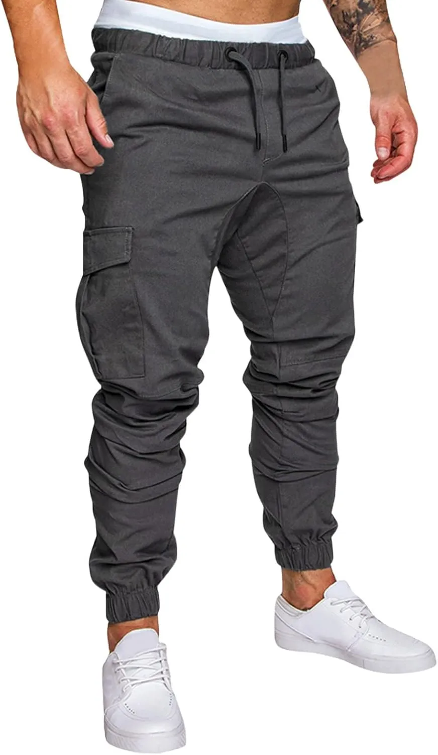 Mens Workout Cargo Sweatpants Casual Trousers Pants Sweatpants for Men with Pockets Men's Basic Active Tapered Jogger