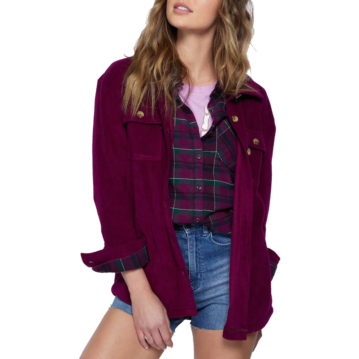 O'Neill Women's Collins Solid Superfleece Flannel Jacket