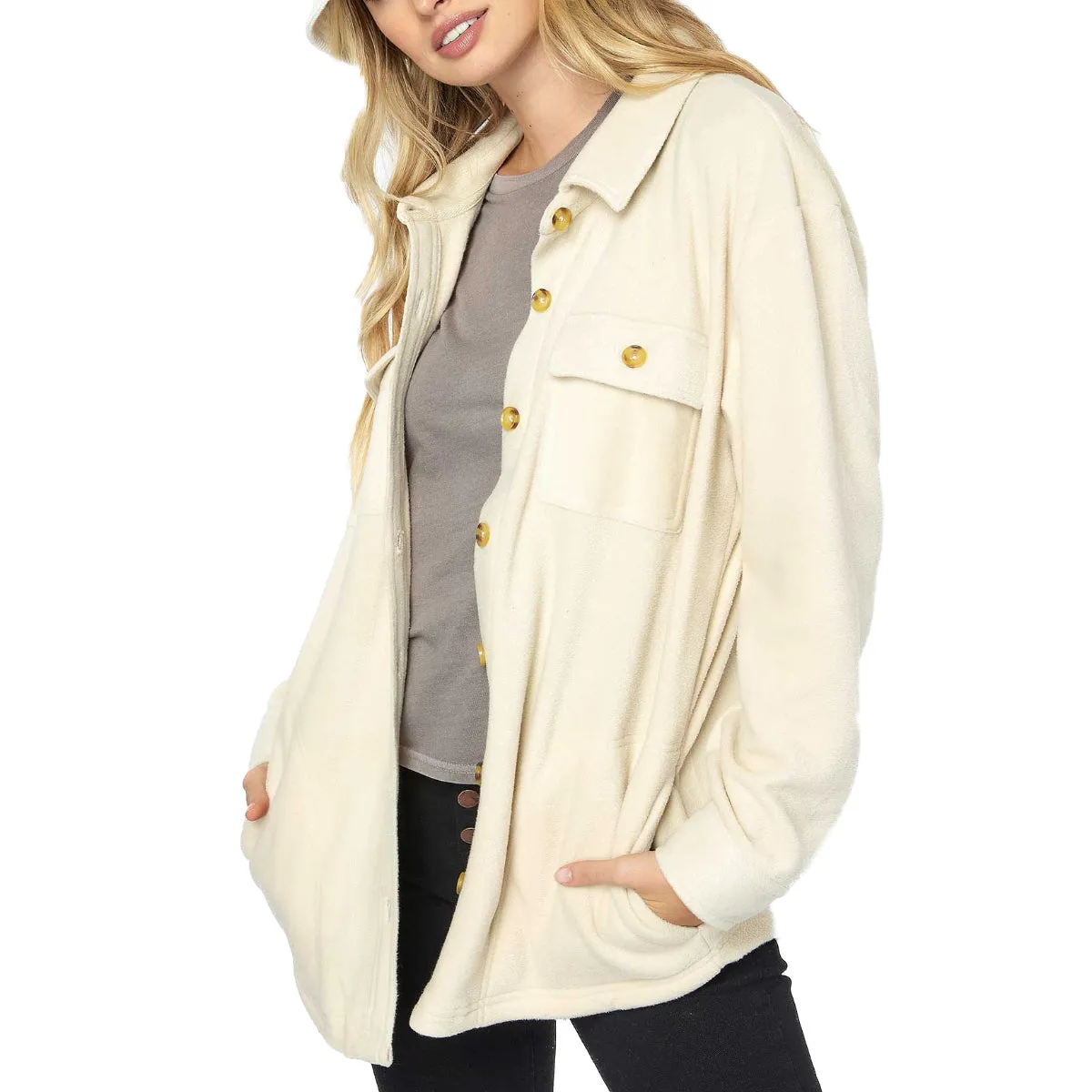 O'Neill Women's Collins Solid Superfleece Flannel Jacket