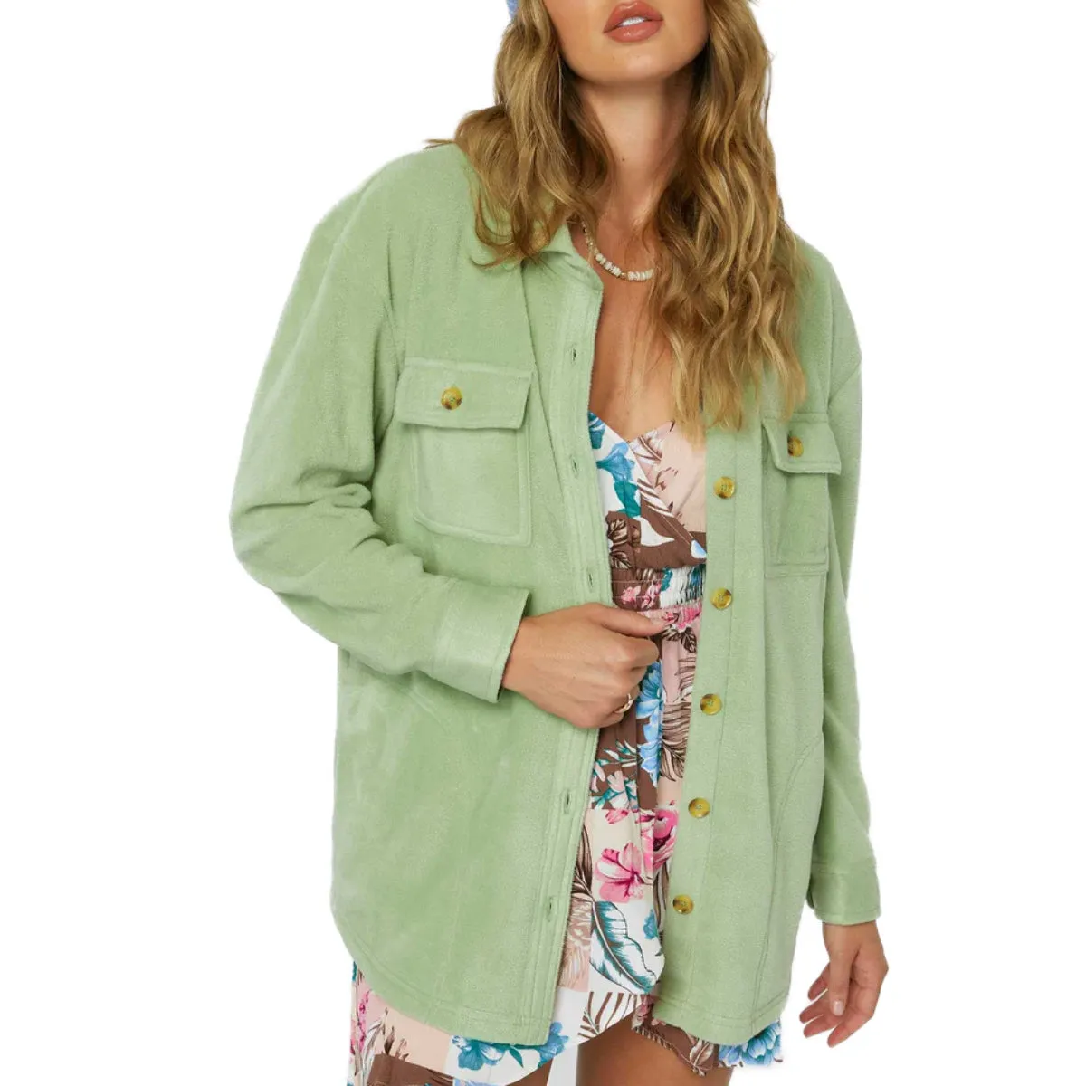 O'Neill Women's Collins Solid Superfleece Flannel Jacket