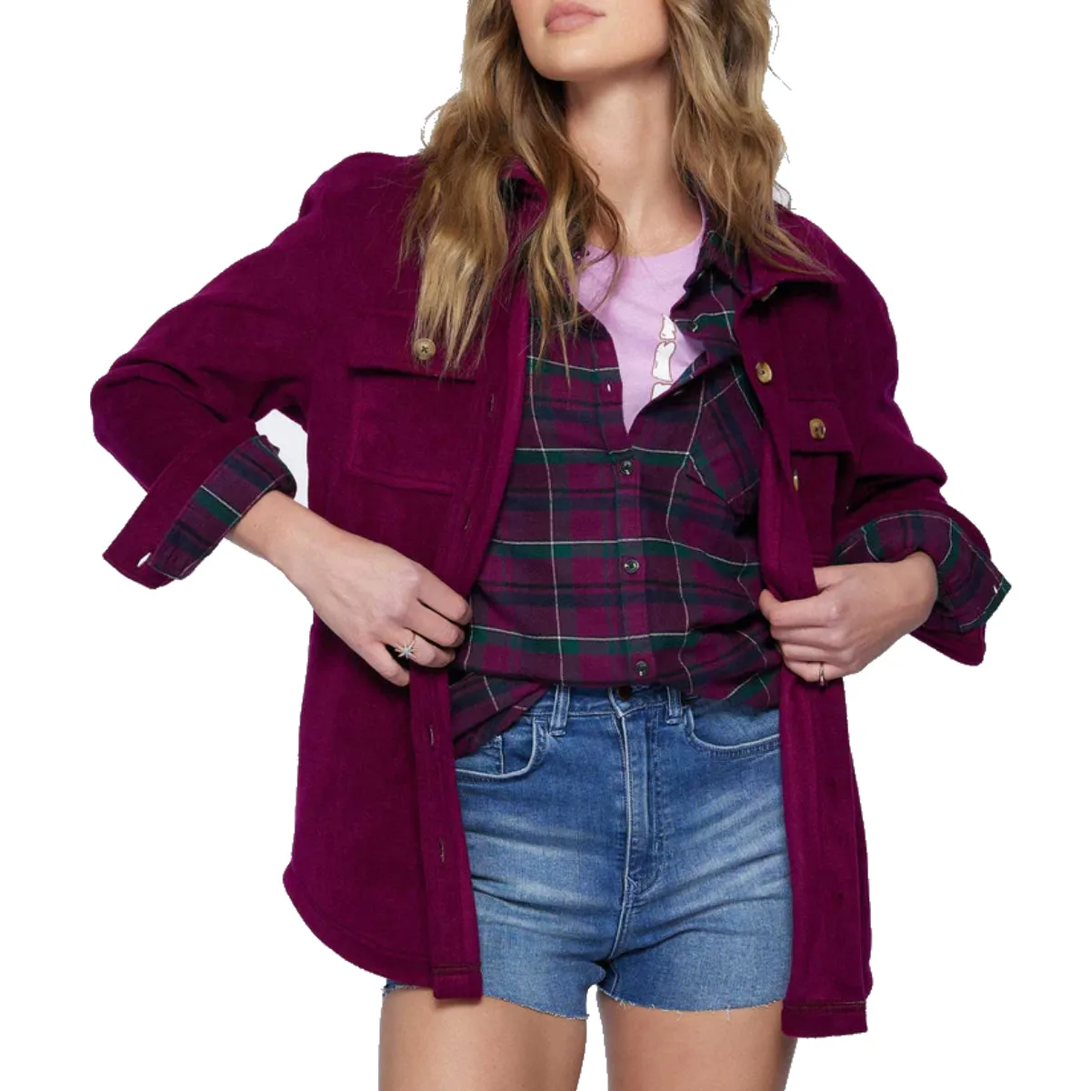 O'Neill Women's Collins Solid Superfleece Flannel Jacket
