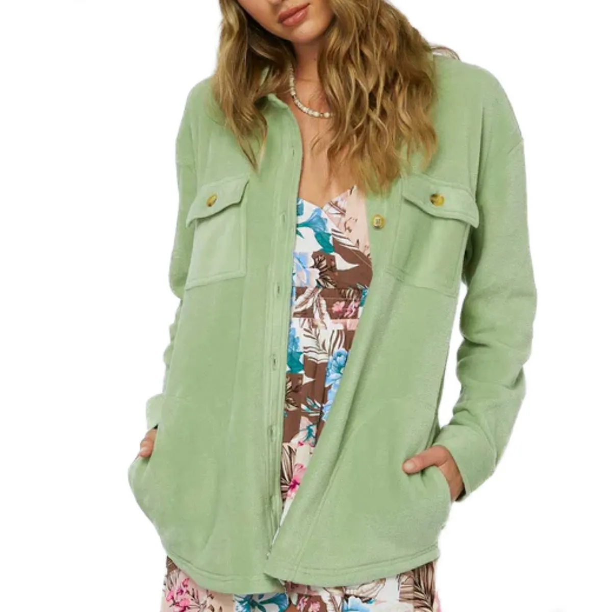 O'Neill Women's Collins Solid Superfleece Flannel Jacket