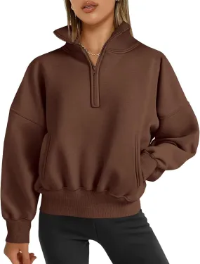 PRETTYGARDEN Womens Half Zip Sweatshirts Fleece Hoodies 2024 Trendy Long Sleeve Pullover Tops Fall Winter Outfits with Pocket
