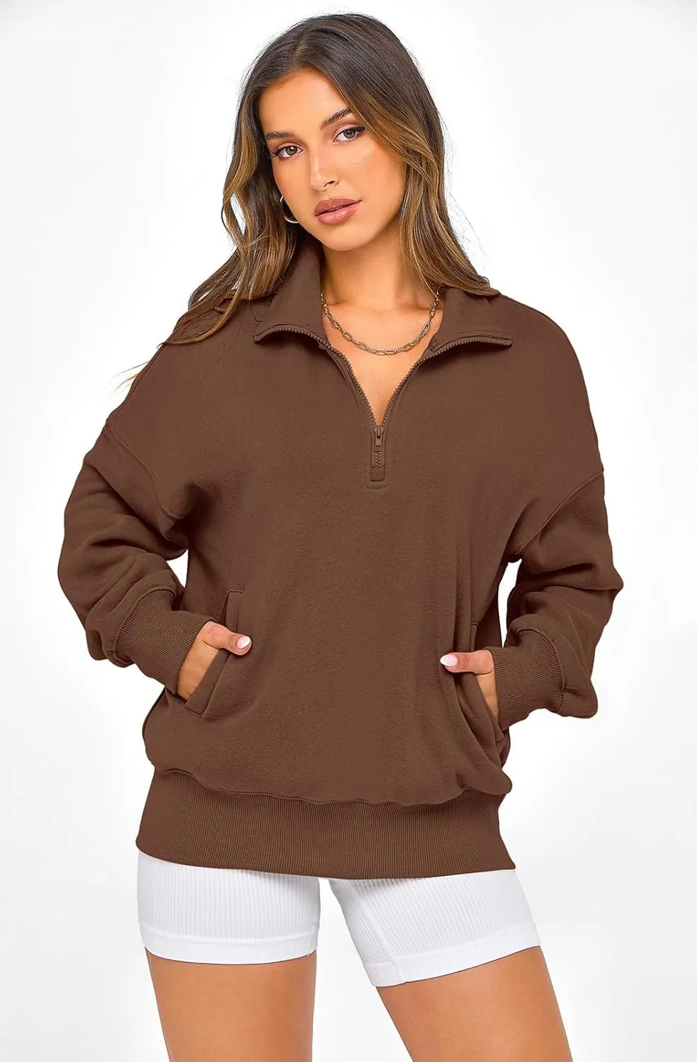 PRETTYGARDEN Womens Half Zip Sweatshirts Fleece Hoodies 2024 Trendy Long Sleeve Pullover Tops Fall Winter Outfits with Pocket