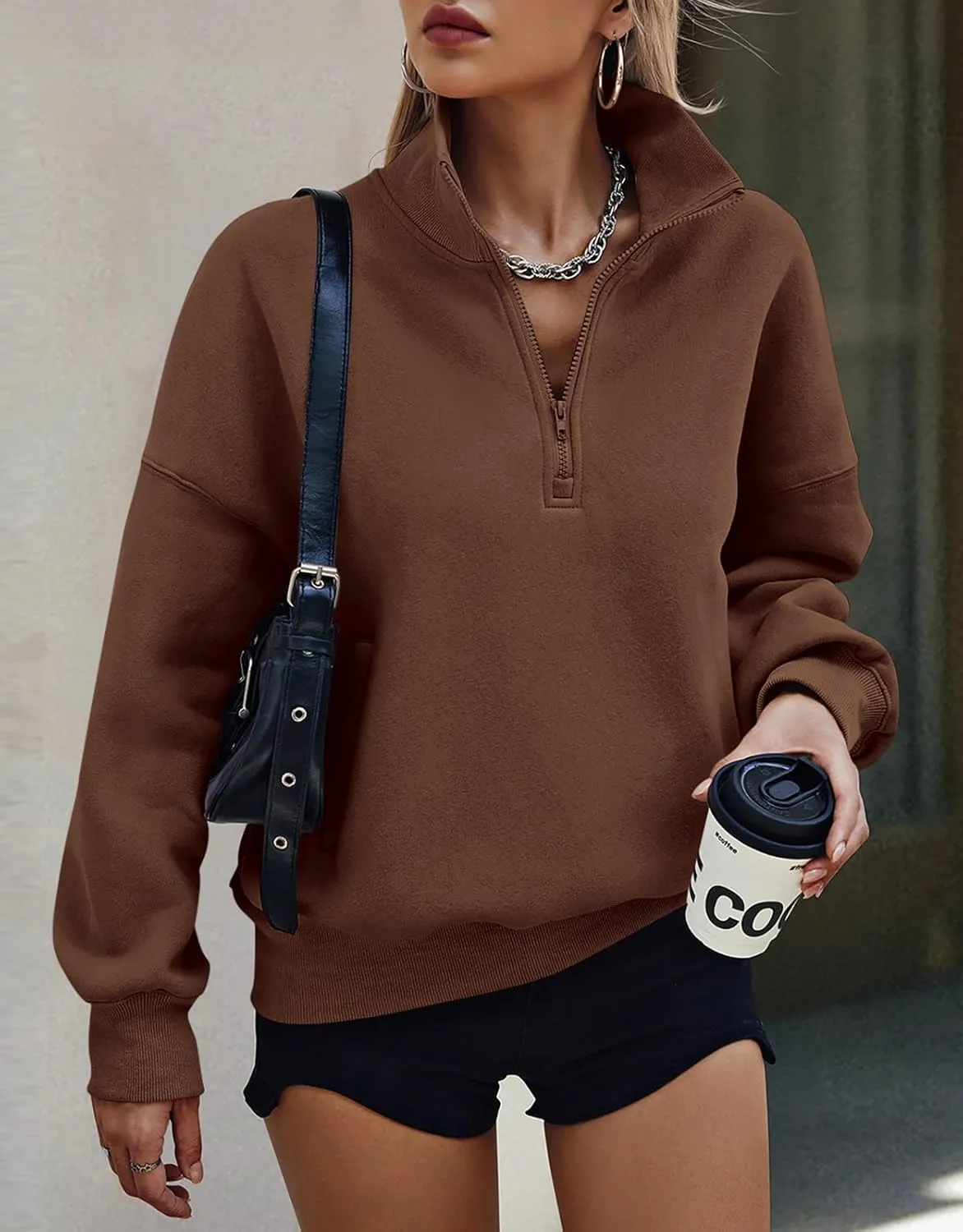PRETTYGARDEN Womens Half Zip Sweatshirts Fleece Hoodies 2024 Trendy Long Sleeve Pullover Tops Fall Winter Outfits with Pocket