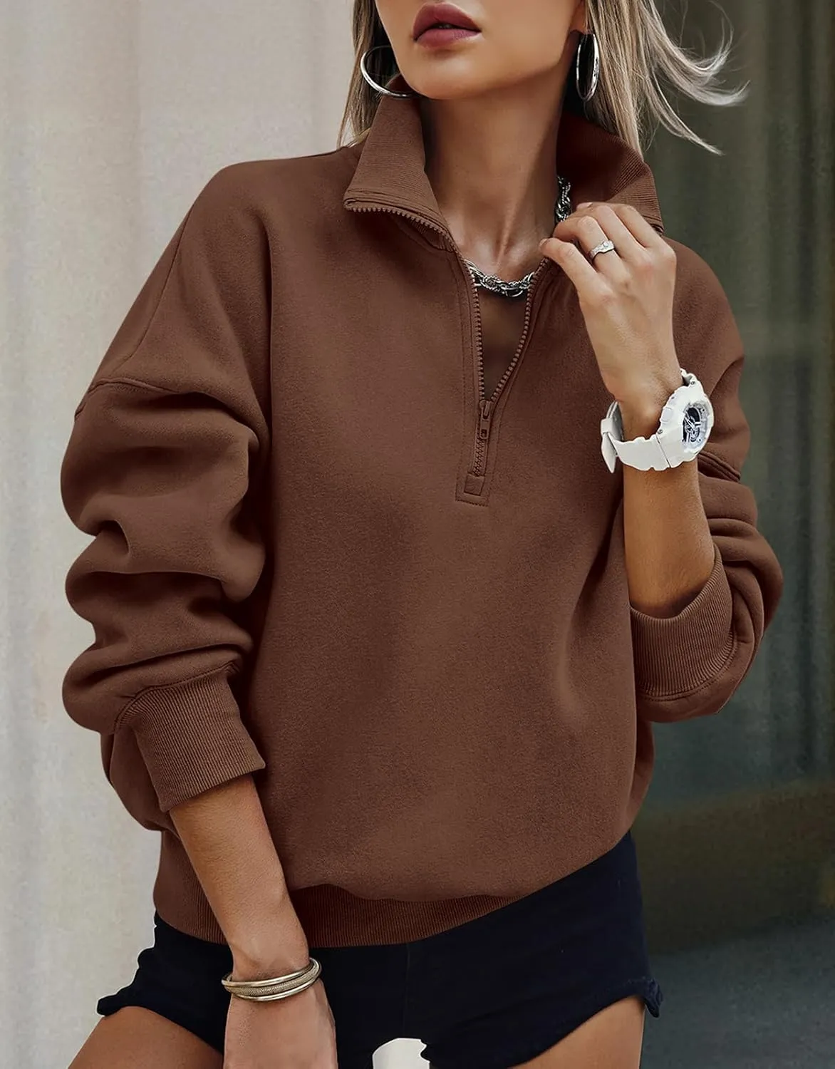 PRETTYGARDEN Womens Half Zip Sweatshirts Fleece Hoodies 2024 Trendy Long Sleeve Pullover Tops Fall Winter Outfits with Pocket