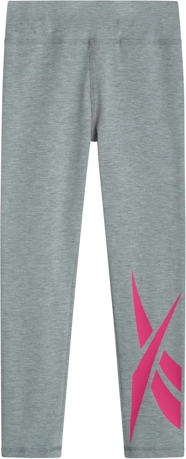 Reebok Girls Leggings - Athletic Performance Cotton Leggings - Stretchy Yoga Pants for Girls Dance Tights (Sizes: 7-12)