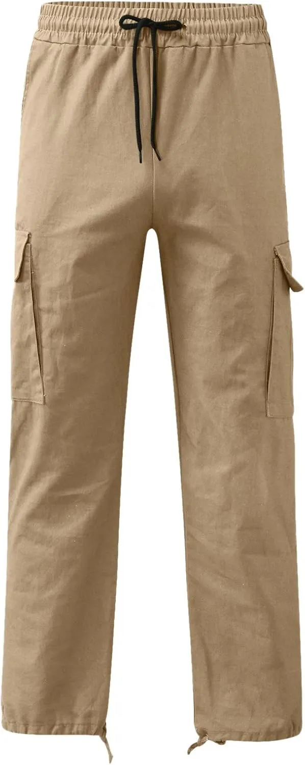 sdbrld Cargo Pants For Men Men's Relaxed Fit Pants Beach Streetwear Baggy Trousers Fashion Cargo Pants with Zipper Pockets
