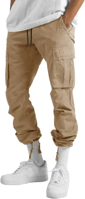 sdbrld Cargo Pants For Men Men's Relaxed Fit Pants Beach Streetwear Baggy Trousers Fashion Cargo Pants with Zipper Pockets