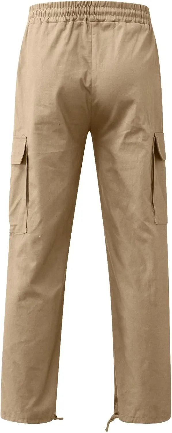 sdbrld Cargo Pants For Men Men's Relaxed Fit Pants Beach Streetwear Baggy Trousers Fashion Cargo Pants with Zipper Pockets