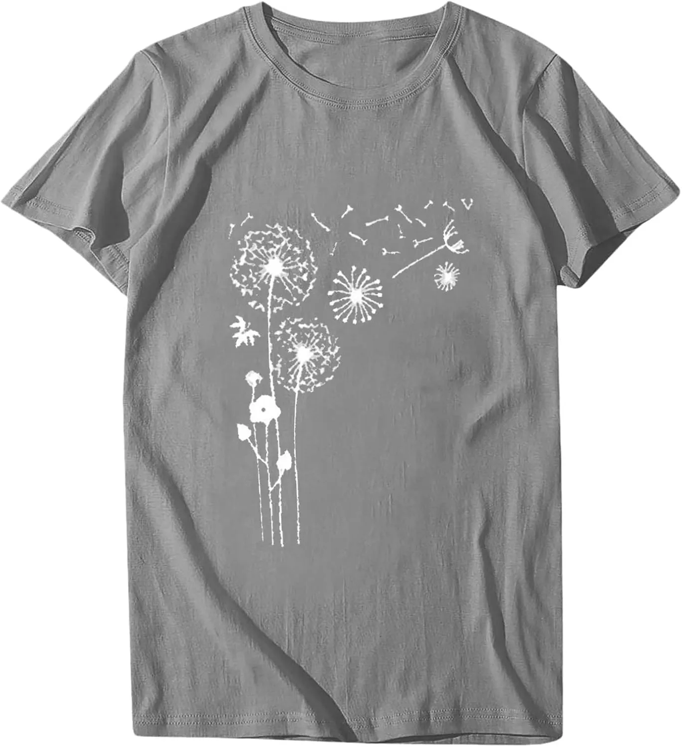 Short Sleeve Shirts for Women Cute Floral Pattern Crewneck Casual Tshirt Summer Thin Lightweight Breathable Tunic Top