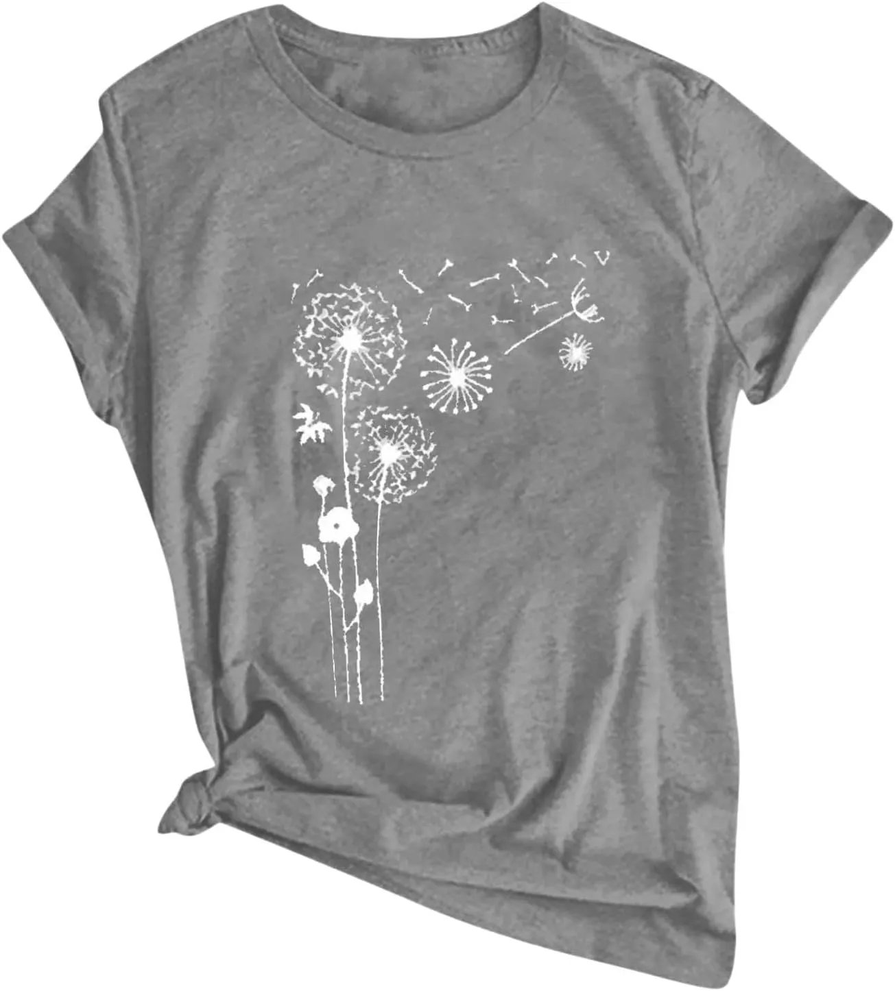 Short Sleeve Shirts for Women Cute Floral Pattern Crewneck Casual Tshirt Summer Thin Lightweight Breathable Tunic Top