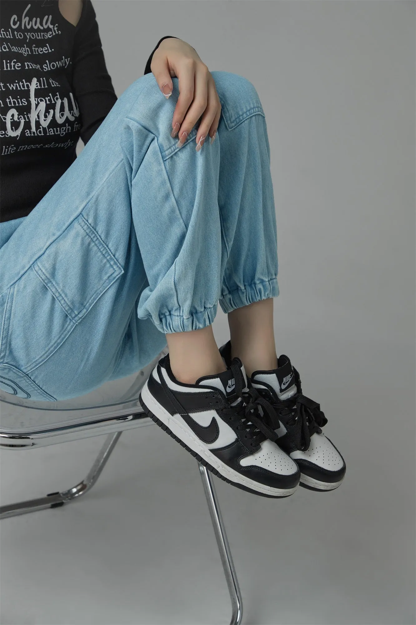 String Denim Jogger Pants