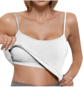 Tank Tops for Women Summer Knitted Casual Spaghetti Straps Sleeveless Solid Shirts Casual Beach Vacation Padded Tank