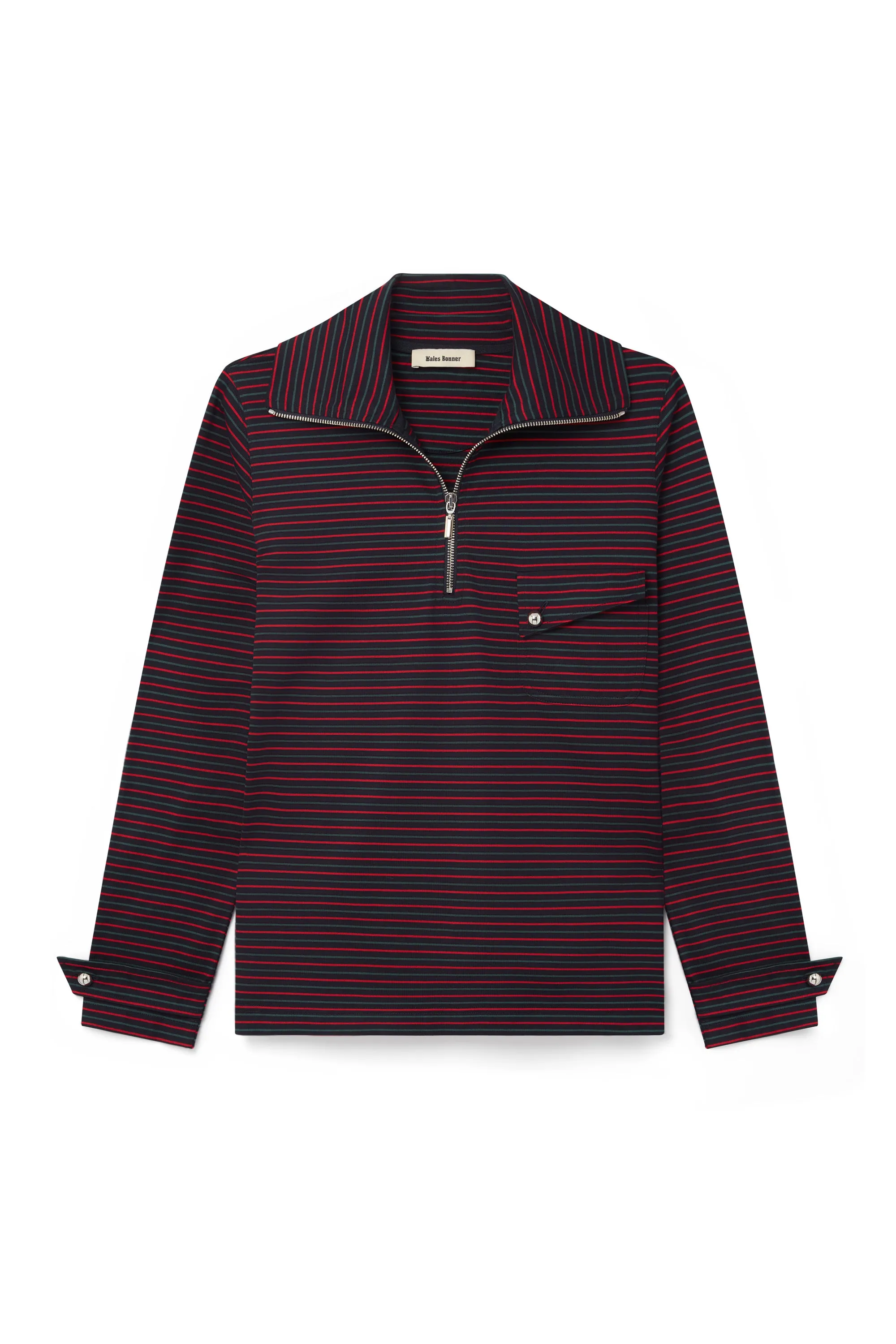 Wales Bonner Franco Half Zip Top (Navy Multi)