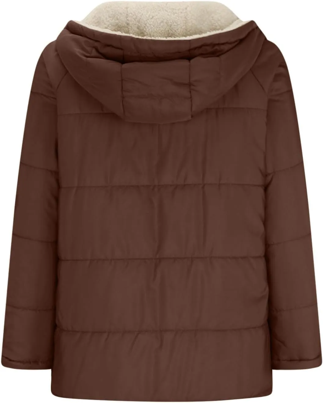 Women's Fall Winter Sherpa Jacket Warm Long Sleeve Full Zip Fleece Lined Hooded Jacket Coat Outerwear with Pockets
