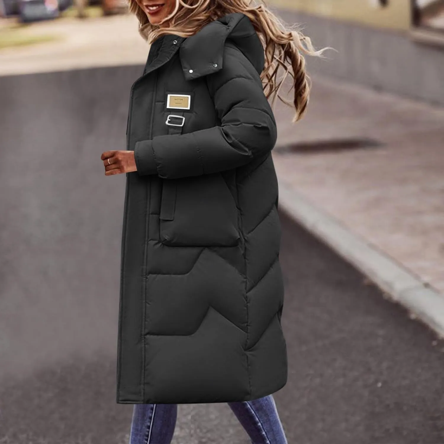 Women's Puffer Jacket Winter Warm Long Down Jacket Thicken Long Outwear Pockets Coat Parka Jacket M-3XL