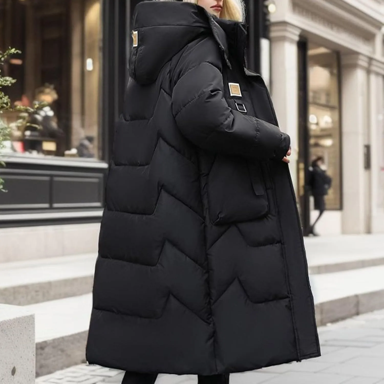 Women's Puffer Jacket Winter Warm Long Down Jacket Thicken Long Outwear Pockets Coat Parka Jacket M-3XL