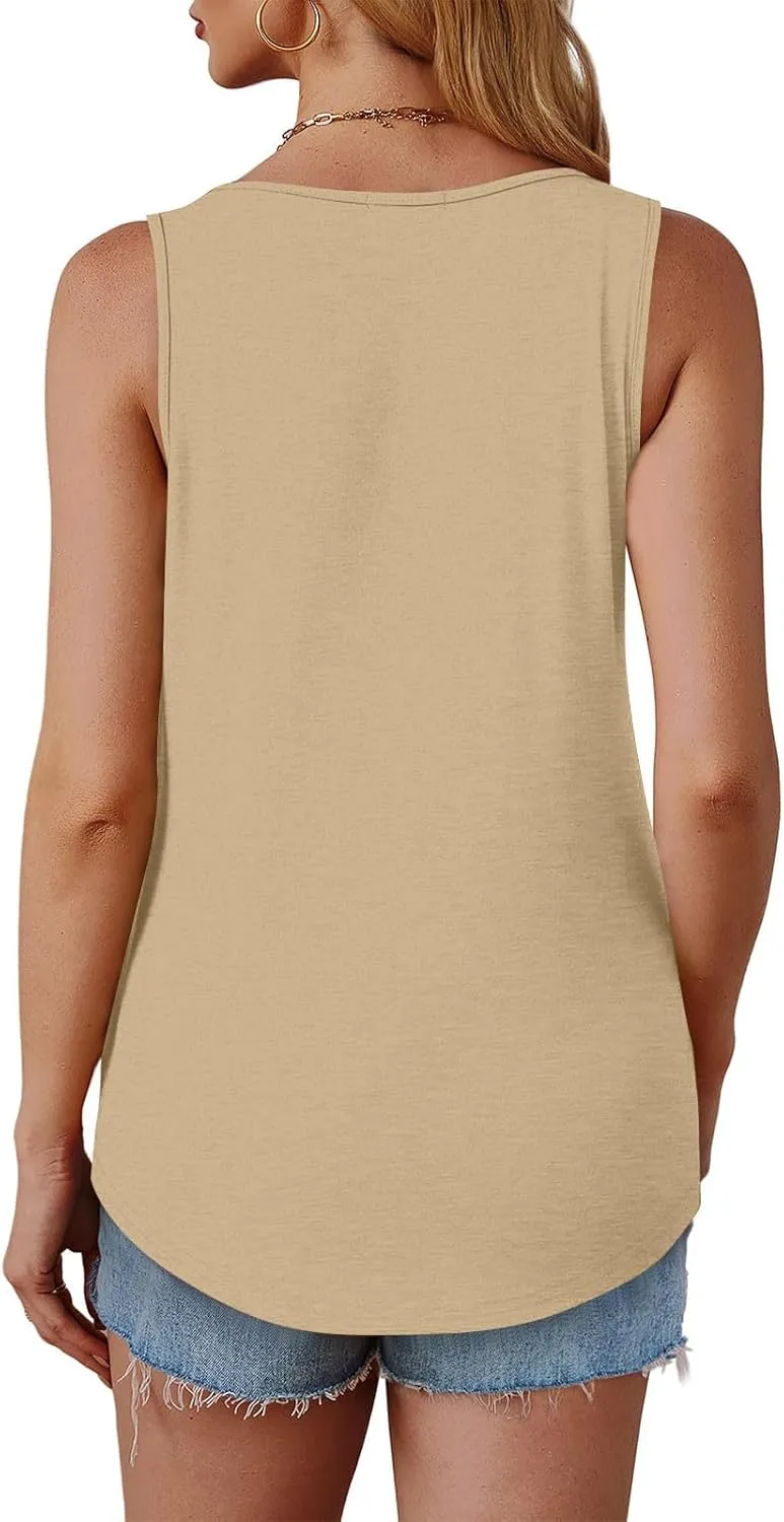 Women's Tank Top Sleeveless Scoop Neck Striped Tops Loose Plus Size Summer Casual Shirts Going Out Cute Outfits