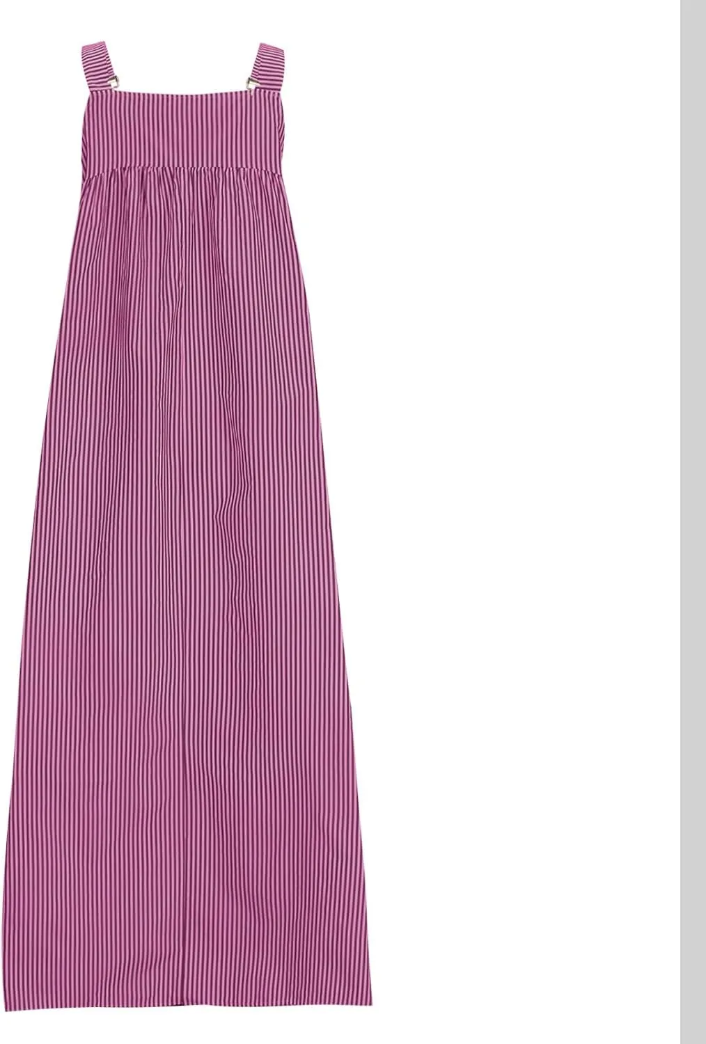 Women's Vertical Stripe Cami Dress Loose Crew Neck Mid Calf Length Dresses Summer Strapped Trendy Casual Dress